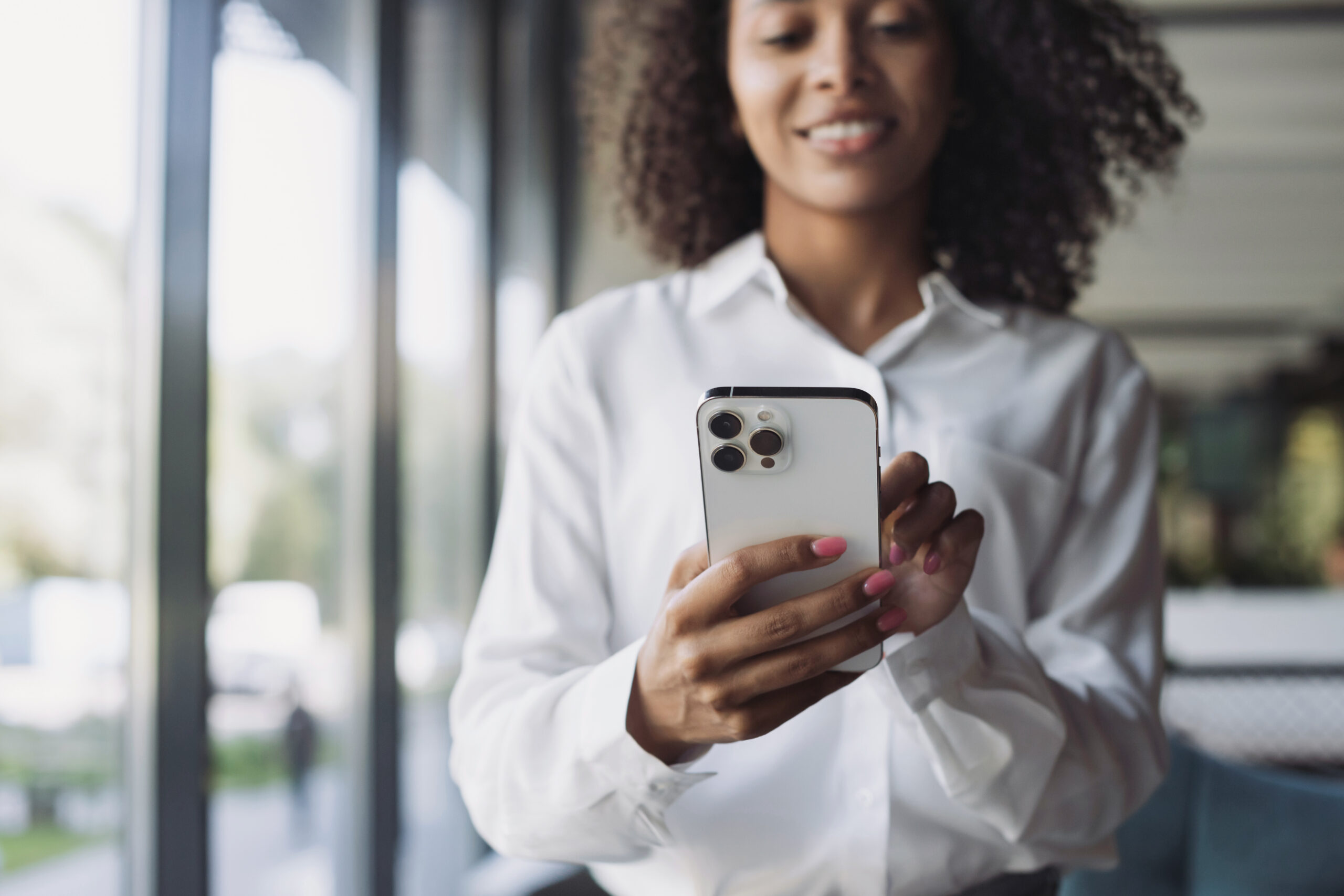 women using apple phone