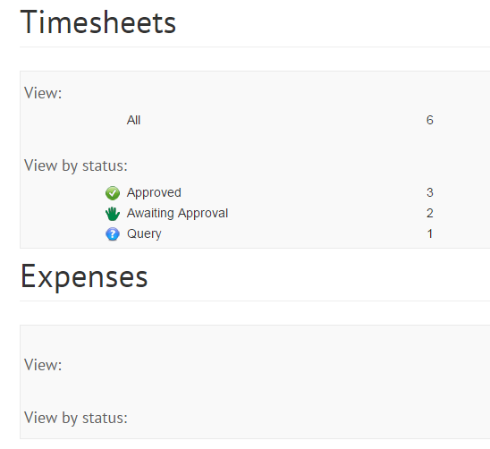 client timesheet viewing by status