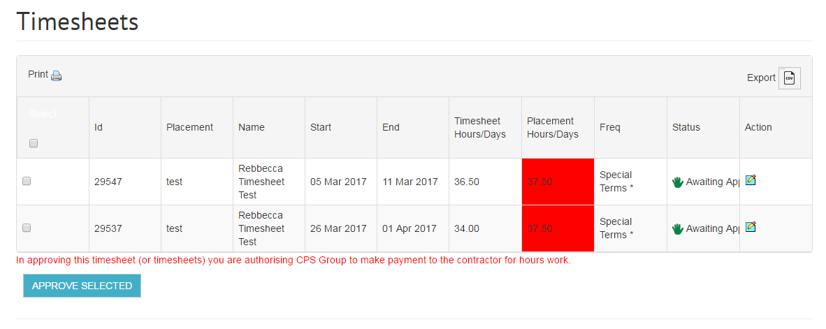 client timesheet over hours